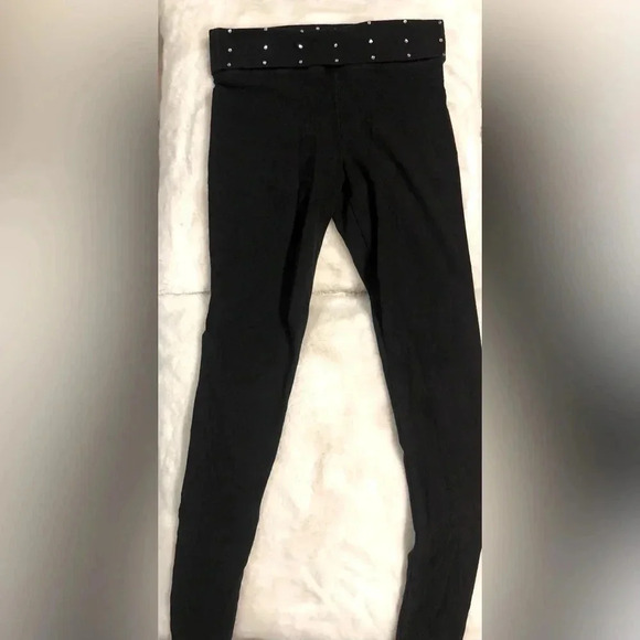VS Women’s Rhinestone/Bling Fold-over Black Leggings XS - Picture 1 of 8